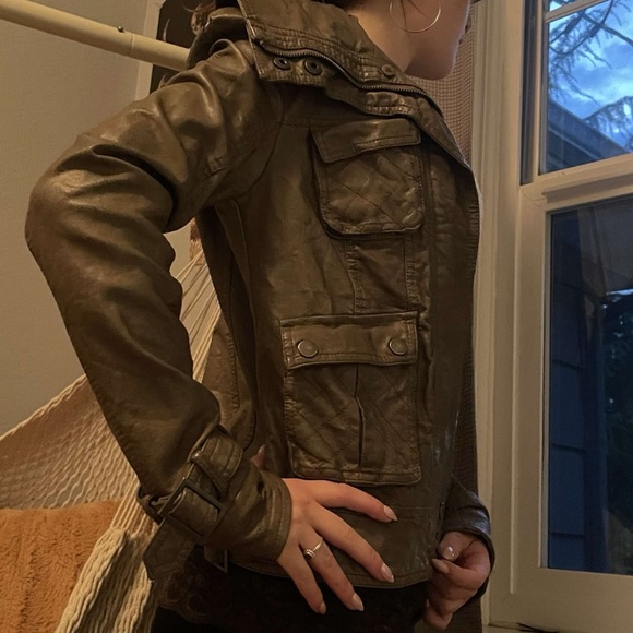 faux leather collection bomber jacket - Picture 2 of 6